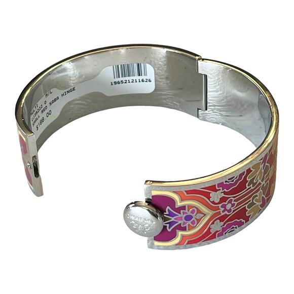 NEW Johnny Was Red Saba HINGED BRACELET Bangle Silver M/L Boho Chic Floral NWT - Picture 4 of 9